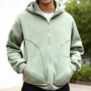 OEM Custom Polar Fleece Lined Men's Half Zip Sherpa Shearling Hoodie Jacket Manufacturer