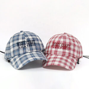 Custom Embroidered Plaid 6 Panel Dad Hats Adjustable Buckle Caps Manufacturer