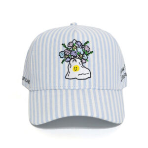 Wholesale Custom Embroidery Logo Striped Cotton 5 Panel Baseball Hats Manufacturer
