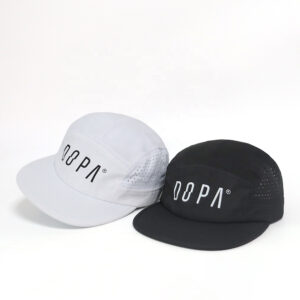 Custom 5 Panel Camp Caps Polyester Laser Perforated Breathable Running Hats Manufacturer
